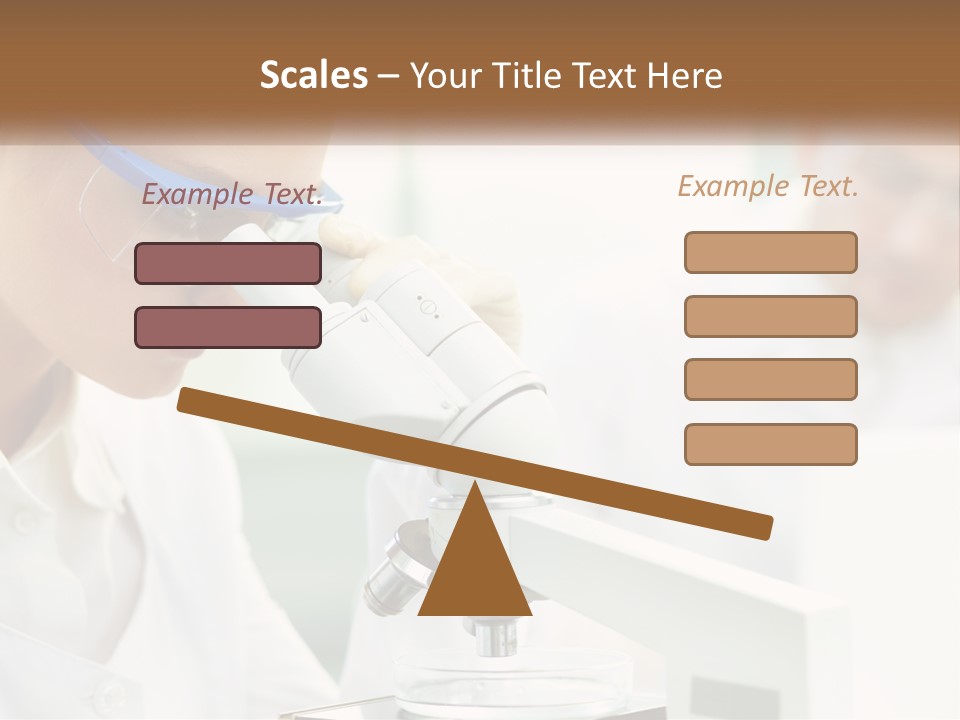 A Woman Looking Through A Microscope With A Man In The Background PowerPoint Template
