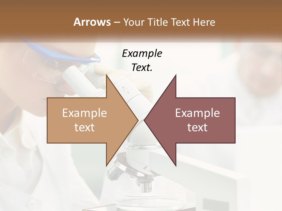 A Woman Looking Through A Microscope With A Man In The Background PowerPoint Template