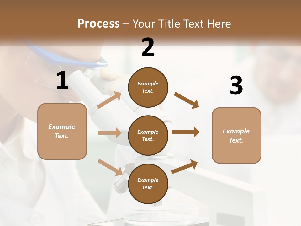 A Woman Looking Through A Microscope With A Man In The Background PowerPoint Template