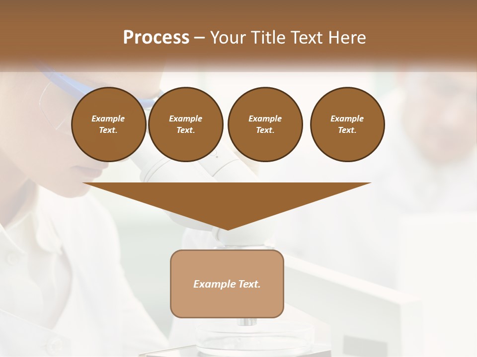 A Woman Looking Through A Microscope With A Man In The Background PowerPoint Template