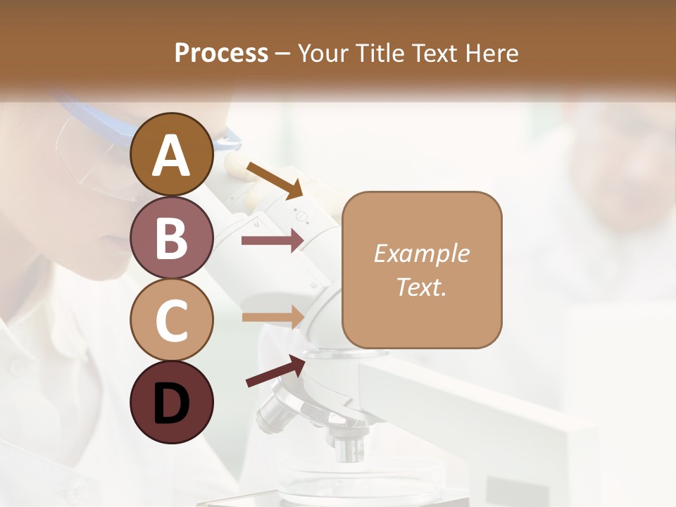 A Woman Looking Through A Microscope With A Man In The Background PowerPoint Template