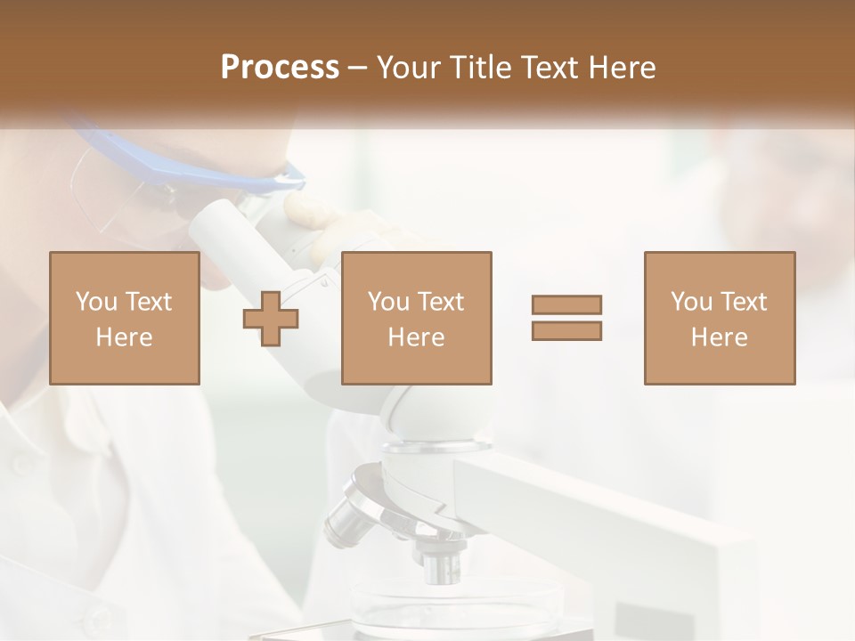 A Woman Looking Through A Microscope With A Man In The Background PowerPoint Template