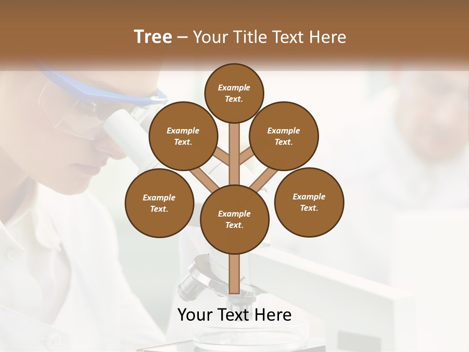 A Woman Looking Through A Microscope With A Man In The Background PowerPoint Template