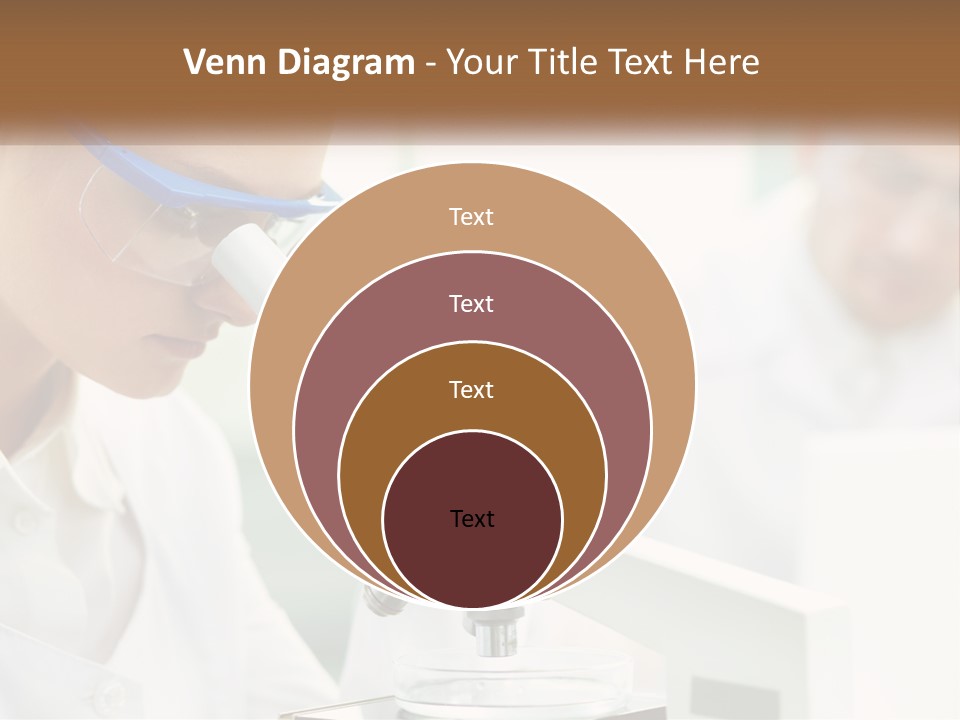 A Woman Looking Through A Microscope With A Man In The Background PowerPoint Template
