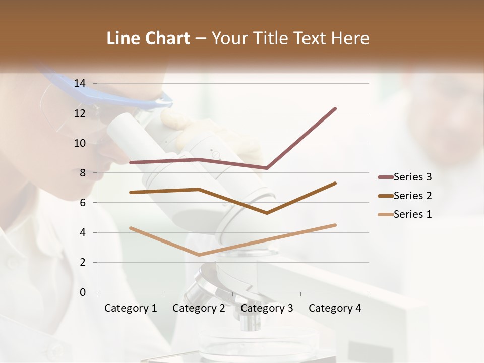 A Woman Looking Through A Microscope With A Man In The Background PowerPoint Template