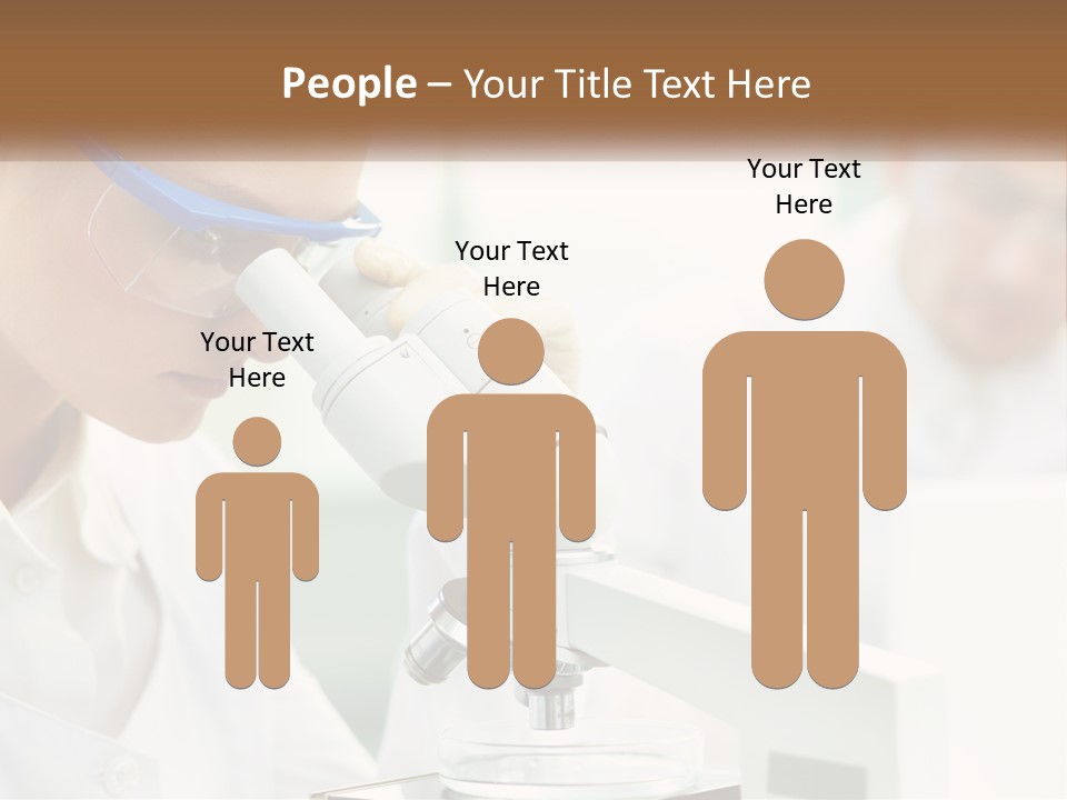 A Woman Looking Through A Microscope With A Man In The Background PowerPoint Template