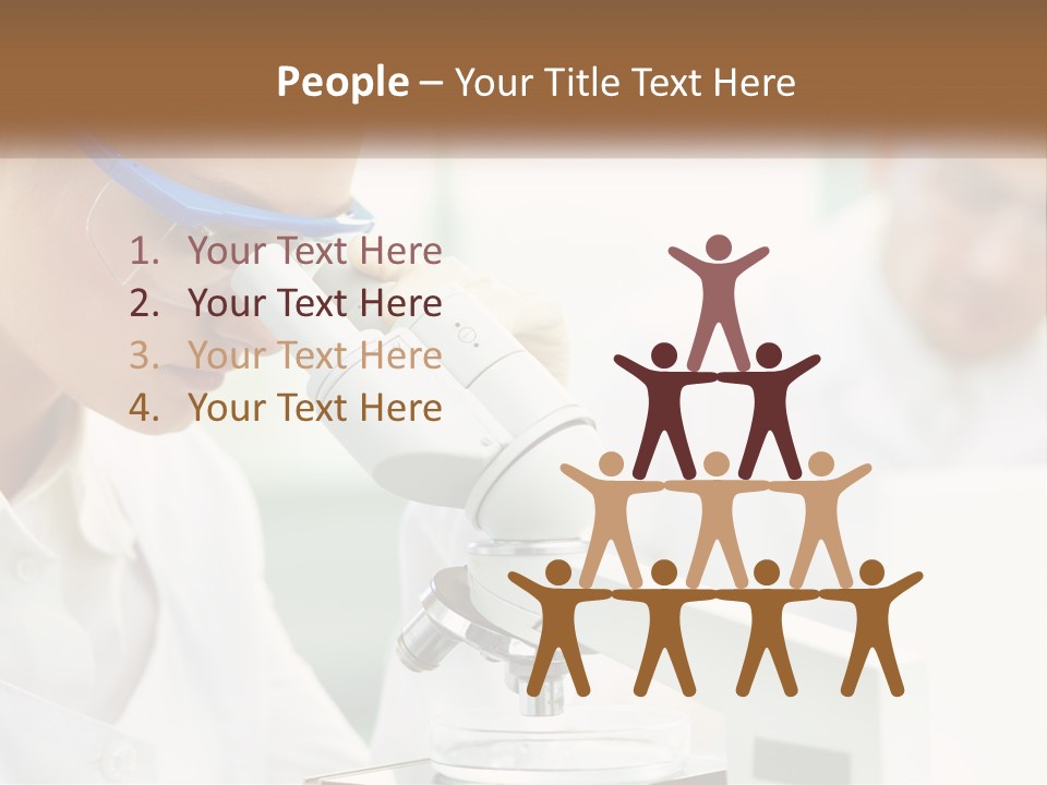 A Woman Looking Through A Microscope With A Man In The Background PowerPoint Template