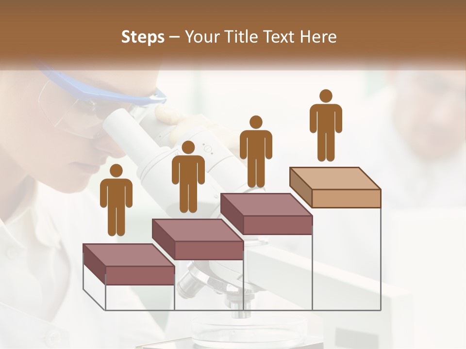 A Woman Looking Through A Microscope With A Man In The Background PowerPoint Template