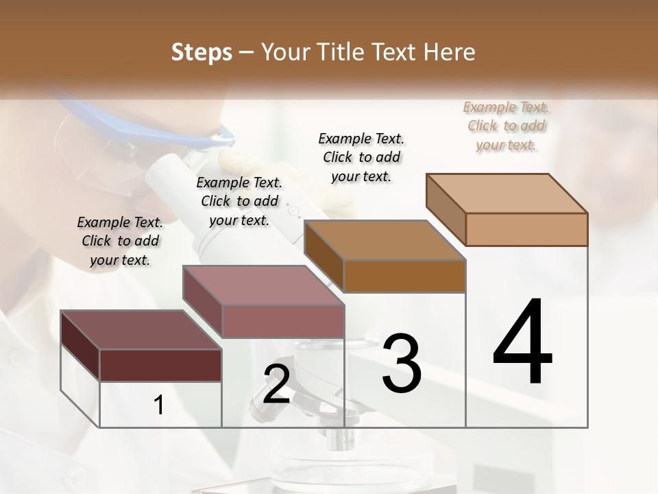 A Woman Looking Through A Microscope With A Man In The Background PowerPoint Template