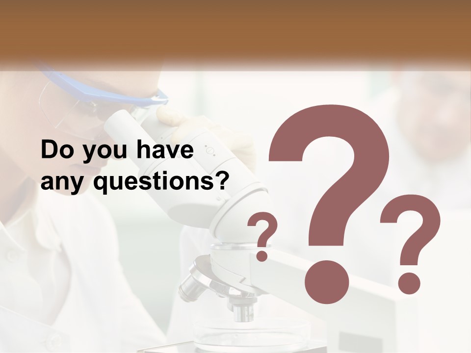 A Woman Looking Through A Microscope With A Man In The Background PowerPoint Template