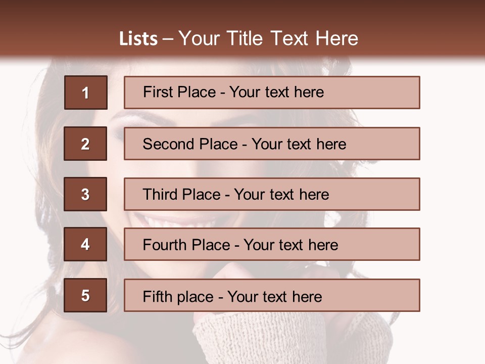 A Beautiful Woman With Long Hair Smiling For The Camera PowerPoint Template
