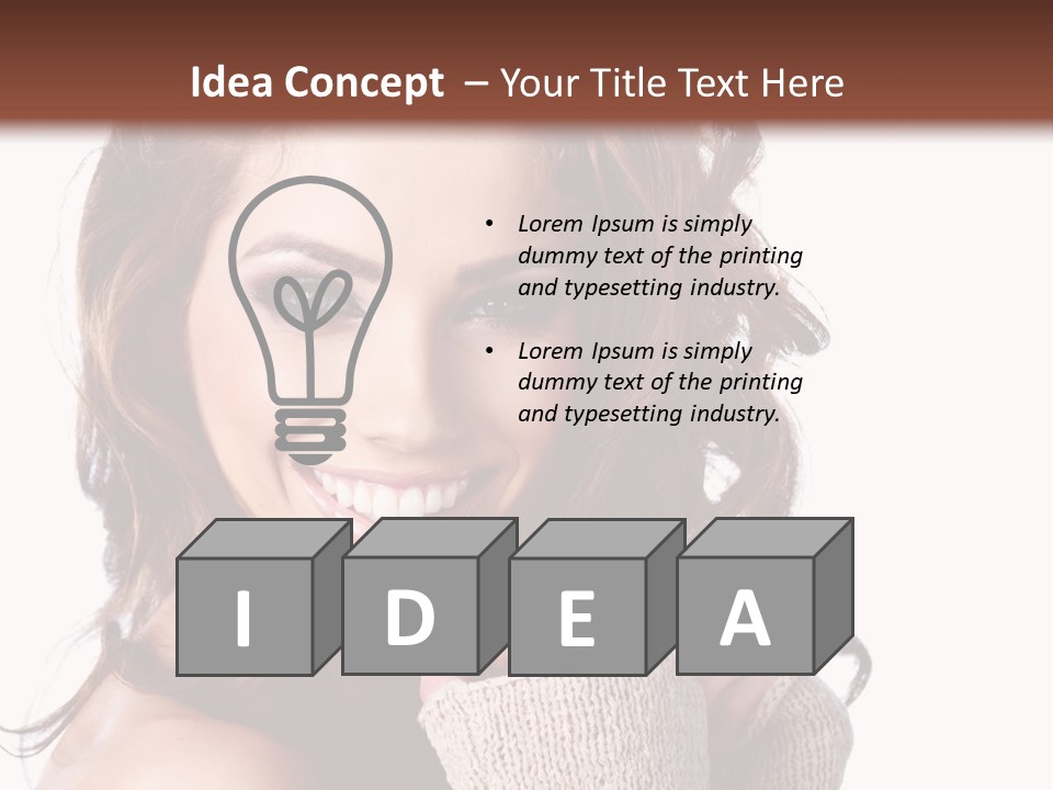 A Beautiful Woman With Long Hair Smiling For The Camera PowerPoint Template