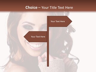 A Beautiful Woman With Long Hair Smiling For The Camera PowerPoint Template