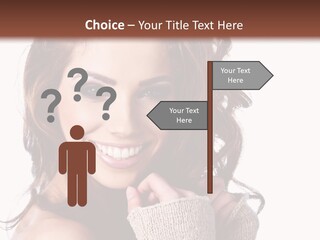 A Beautiful Woman With Long Hair Smiling For The Camera PowerPoint Template