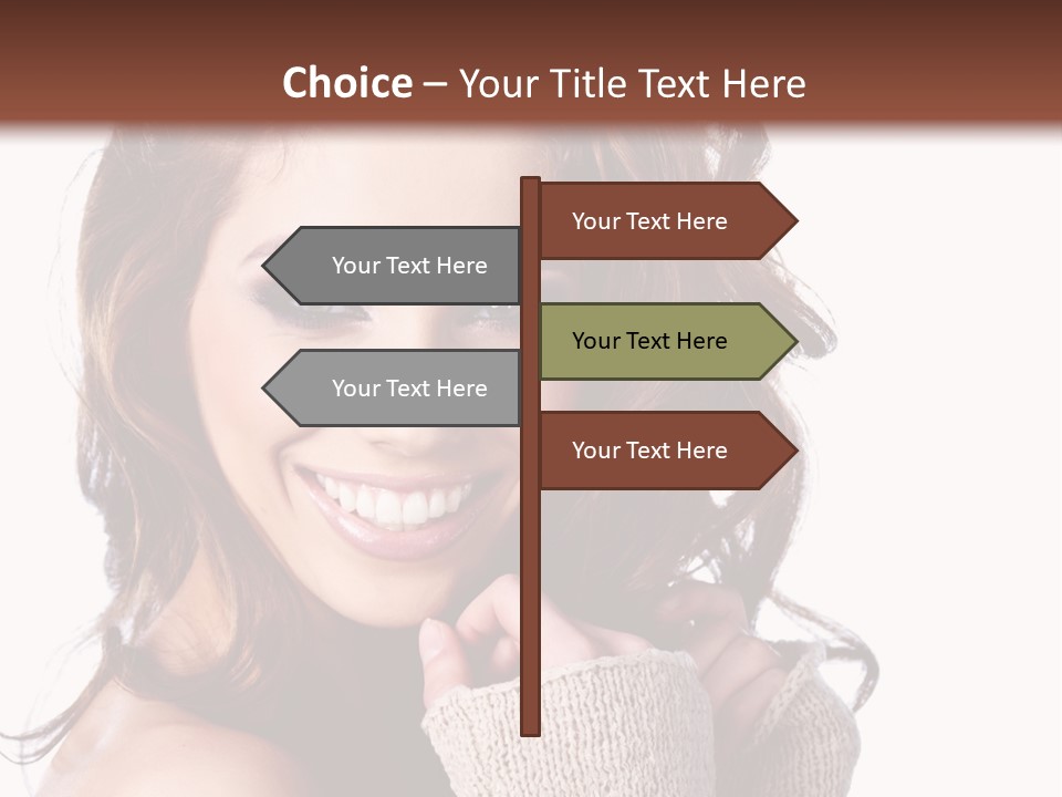 A Beautiful Woman With Long Hair Smiling For The Camera PowerPoint Template