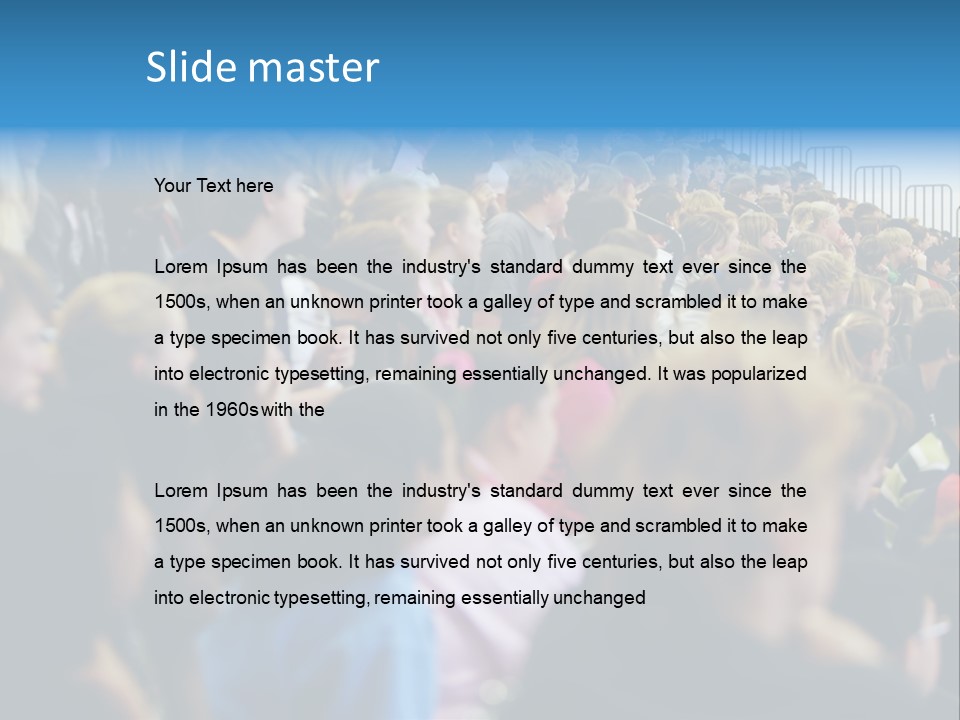 A Large Group Of People In A Building PowerPoint Template