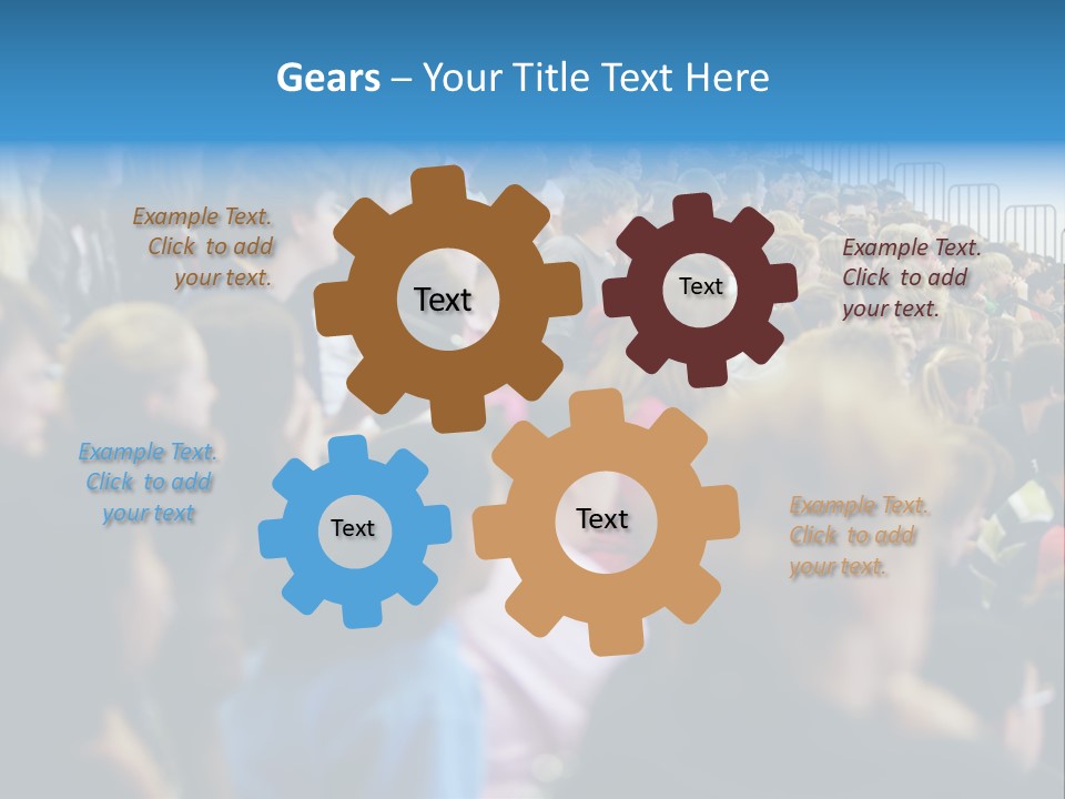 A Large Group Of People In A Building PowerPoint Template