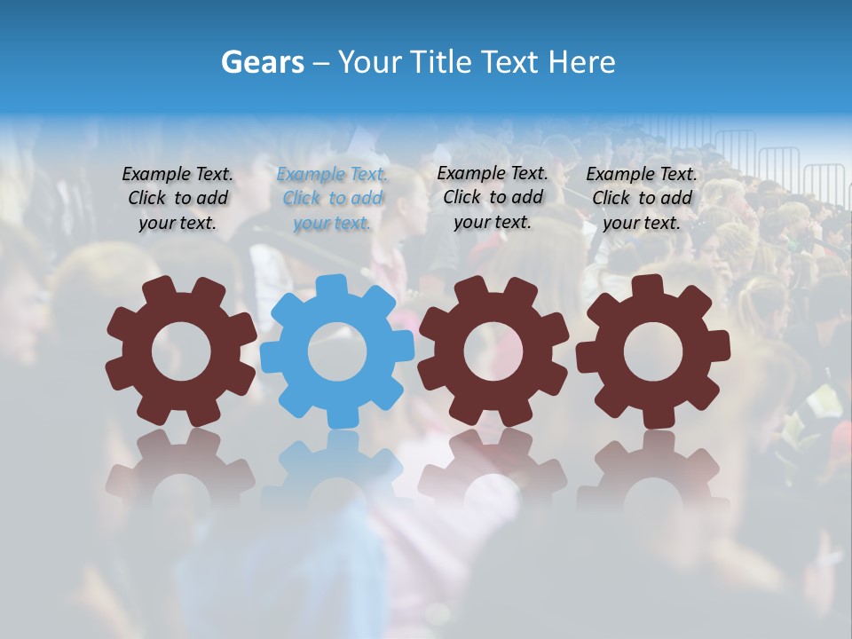 A Large Group Of People In A Building PowerPoint Template