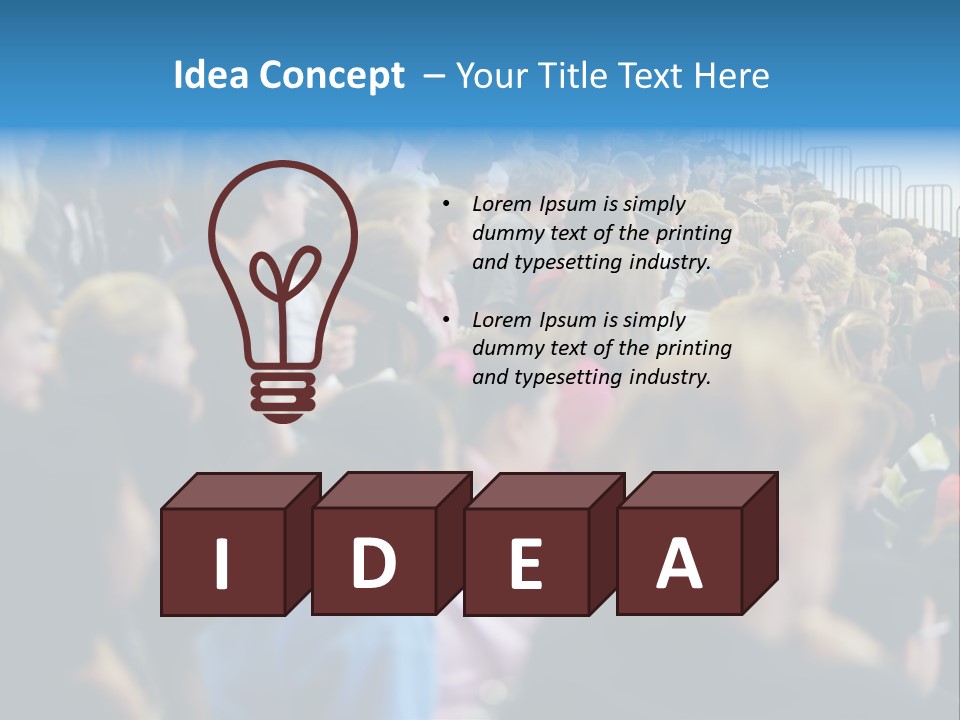 A Large Group Of People In A Building PowerPoint Template