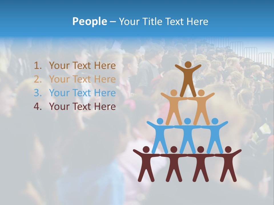 A Large Group Of People In A Building PowerPoint Template