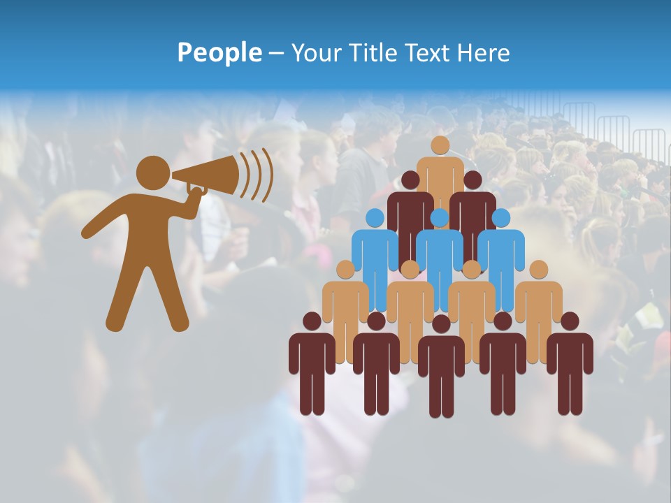 A Large Group Of People In A Building PowerPoint Template