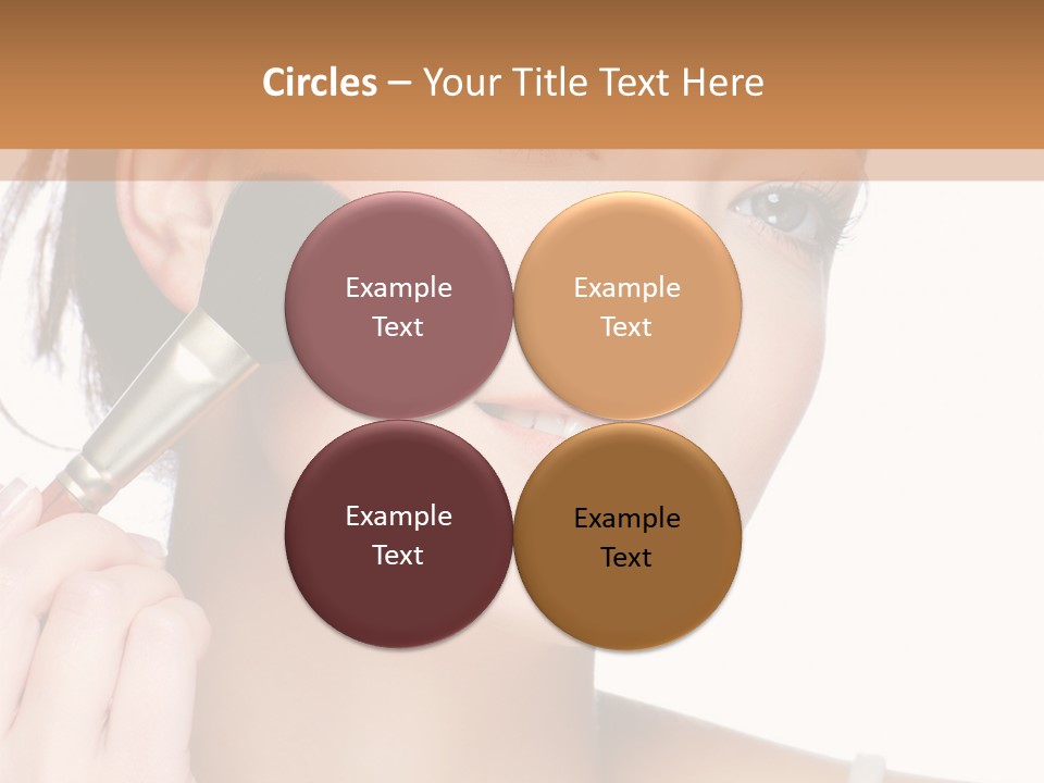 A Woman Holding A Makeup Brush In Front Of Her Face PowerPoint Template