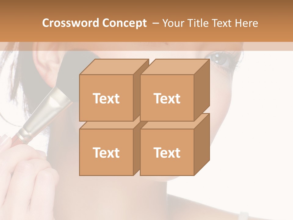 A Woman Holding A Makeup Brush In Front Of Her Face PowerPoint Template