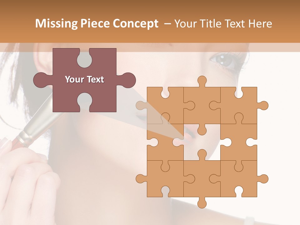 A Woman Holding A Makeup Brush In Front Of Her Face PowerPoint Template