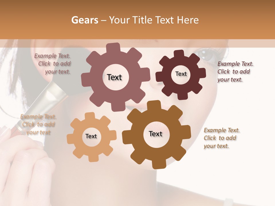 A Woman Holding A Makeup Brush In Front Of Her Face PowerPoint Template