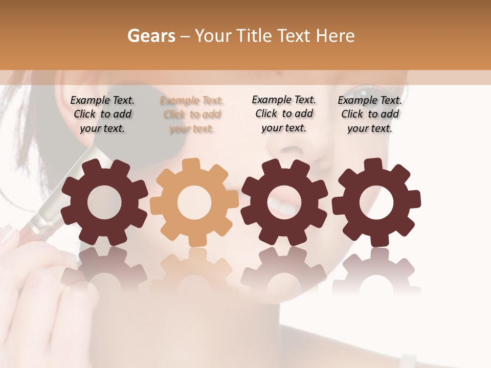 A Woman Holding A Makeup Brush In Front Of Her Face PowerPoint Template