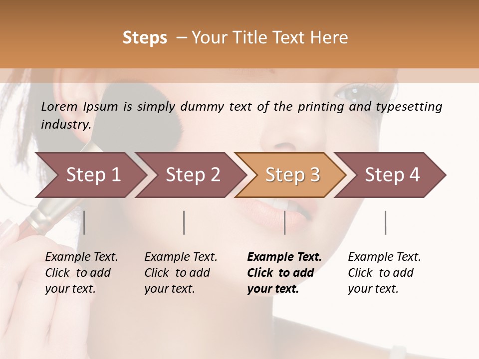 A Woman Holding A Makeup Brush In Front Of Her Face PowerPoint Template