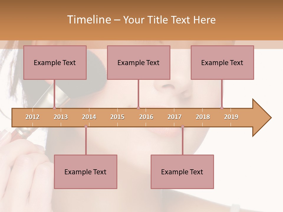 A Woman Holding A Makeup Brush In Front Of Her Face PowerPoint Template