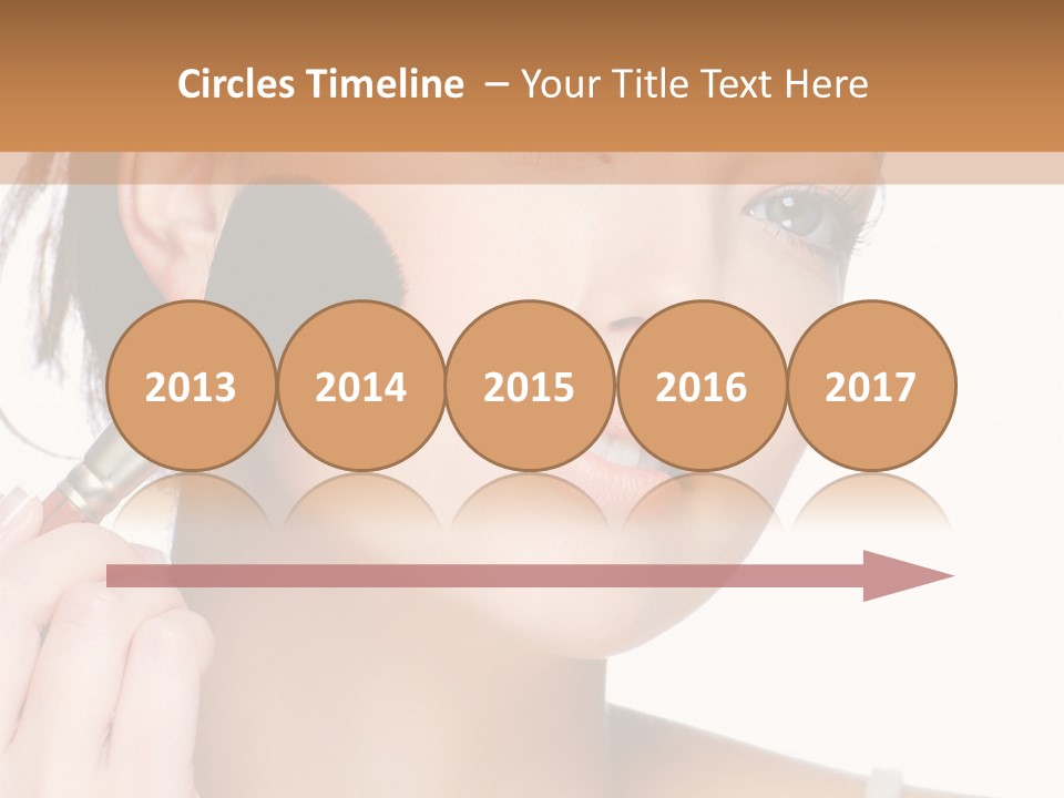 A Woman Holding A Makeup Brush In Front Of Her Face PowerPoint Template