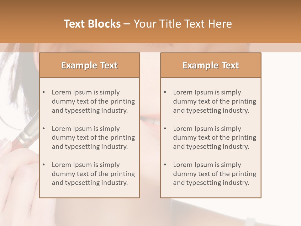 A Woman Holding A Makeup Brush In Front Of Her Face PowerPoint Template