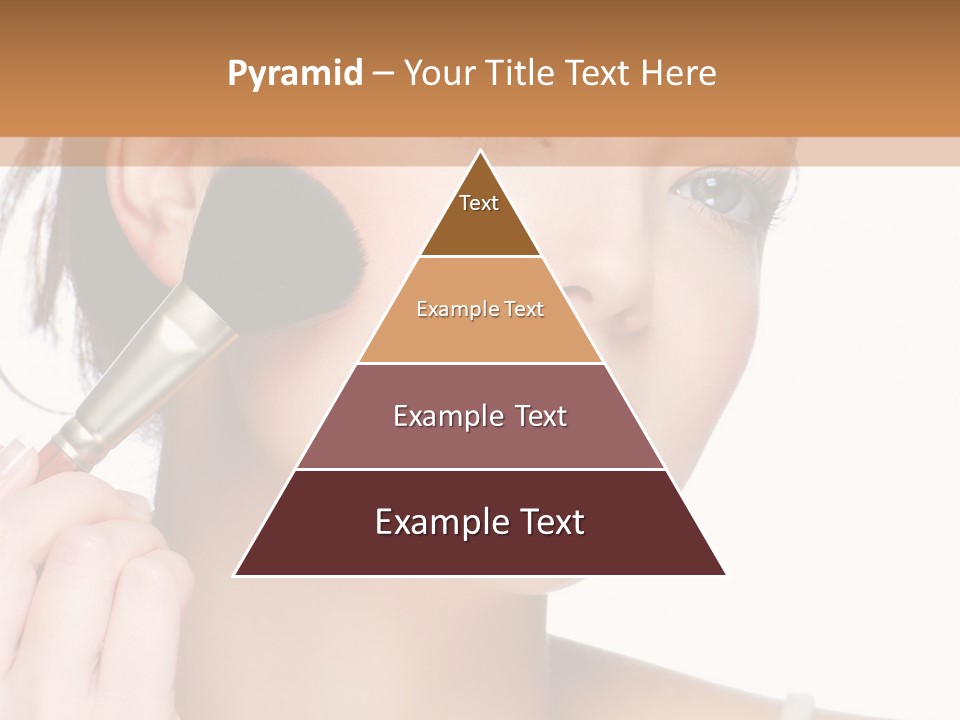 A Woman Holding A Makeup Brush In Front Of Her Face PowerPoint Template