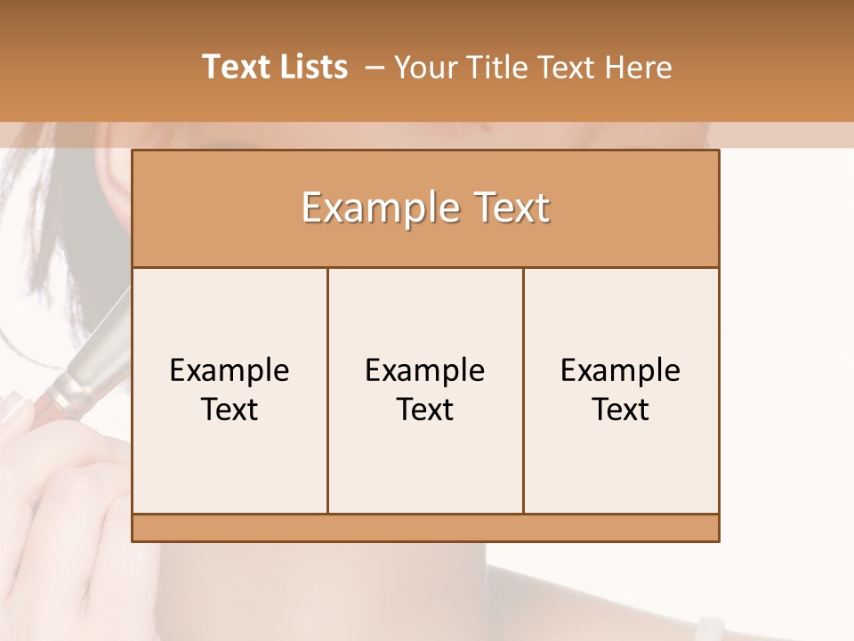 A Woman Holding A Makeup Brush In Front Of Her Face PowerPoint Template