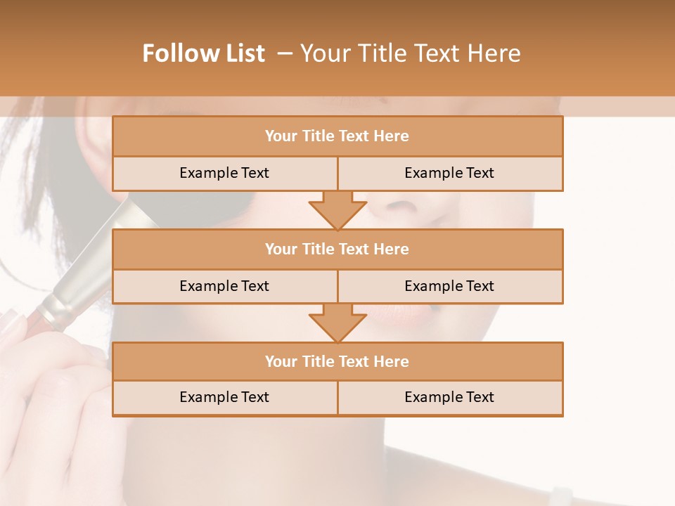A Woman Holding A Makeup Brush In Front Of Her Face PowerPoint Template