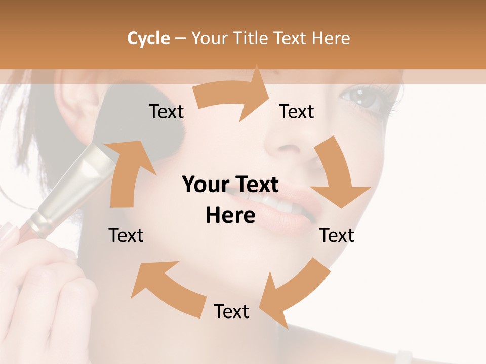 A Woman Holding A Makeup Brush In Front Of Her Face PowerPoint Template