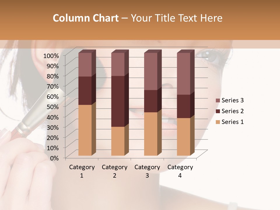 A Woman Holding A Makeup Brush In Front Of Her Face PowerPoint Template