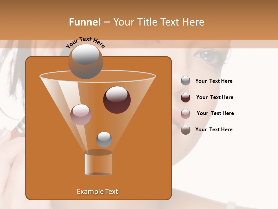 A Woman Holding A Makeup Brush In Front Of Her Face PowerPoint Template