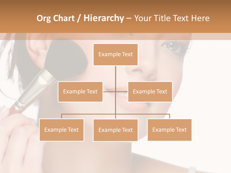 A Woman Holding A Makeup Brush In Front Of Her Face PowerPoint Template