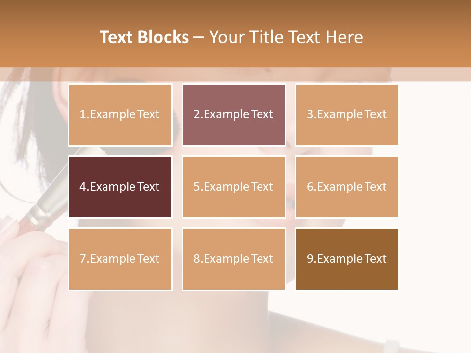 A Woman Holding A Makeup Brush In Front Of Her Face PowerPoint Template