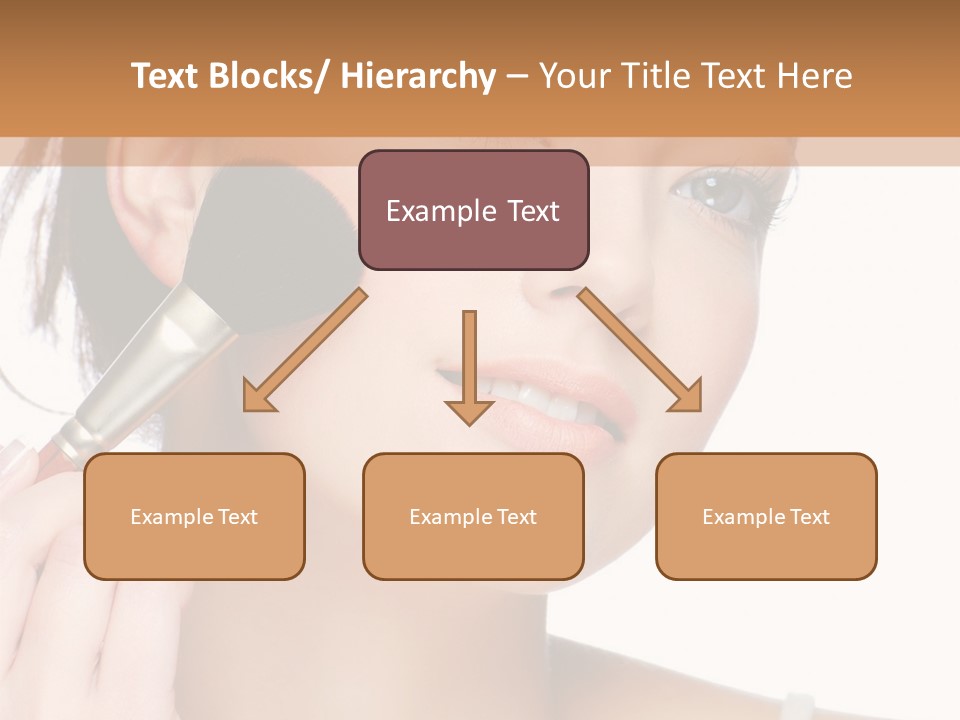 A Woman Holding A Makeup Brush In Front Of Her Face PowerPoint Template