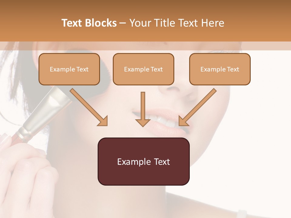 A Woman Holding A Makeup Brush In Front Of Her Face PowerPoint Template