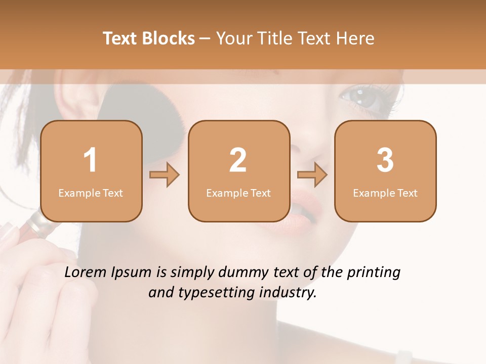 A Woman Holding A Makeup Brush In Front Of Her Face PowerPoint Template