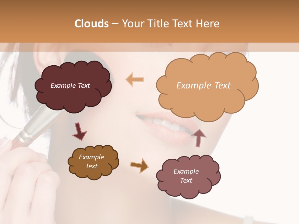 A Woman Holding A Makeup Brush In Front Of Her Face PowerPoint Template