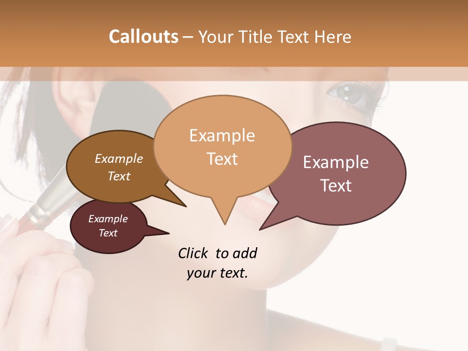 A Woman Holding A Makeup Brush In Front Of Her Face PowerPoint Template