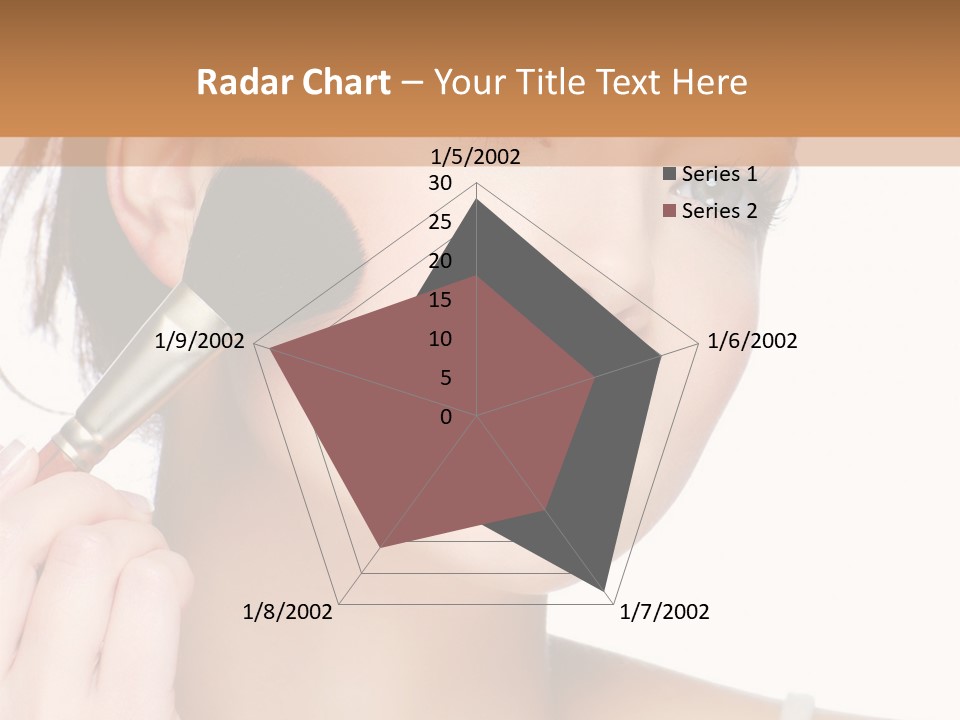 A Woman Holding A Makeup Brush In Front Of Her Face PowerPoint Template