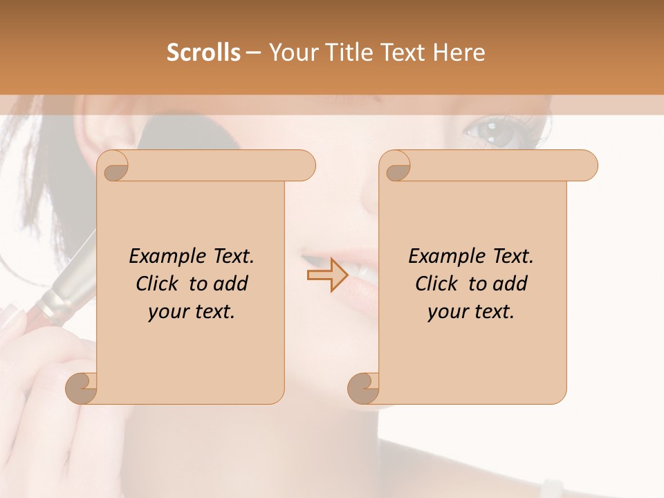 A Woman Holding A Makeup Brush In Front Of Her Face PowerPoint Template