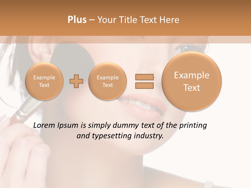A Woman Holding A Makeup Brush In Front Of Her Face PowerPoint Template